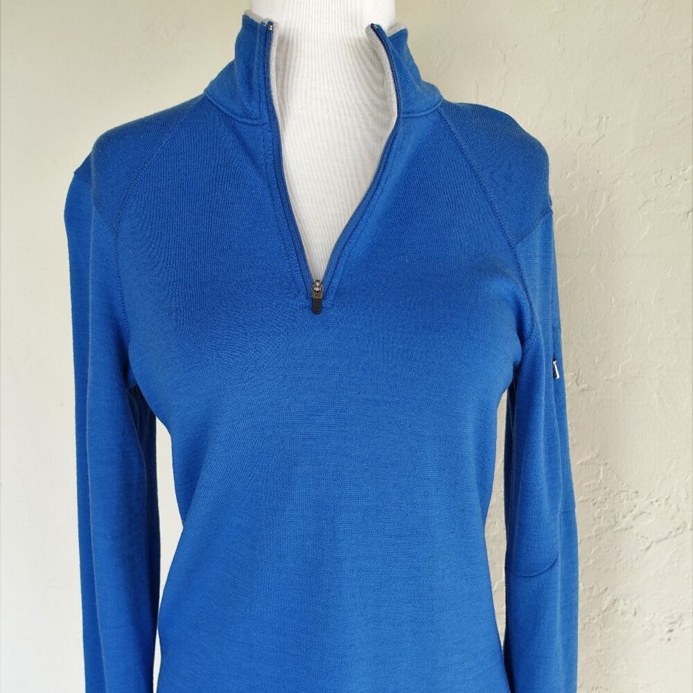Ibex Women's Small 100% Merino Zip-Neck Sport Jersey, Vivid Royal Blue